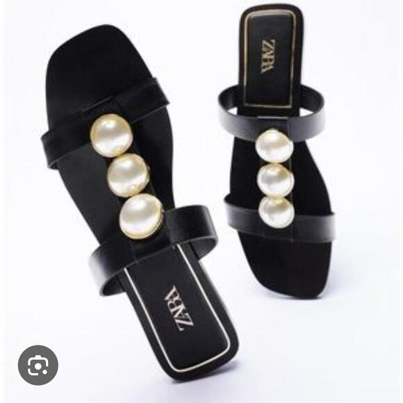 Zara Other - Zara faux pearl slide sandals